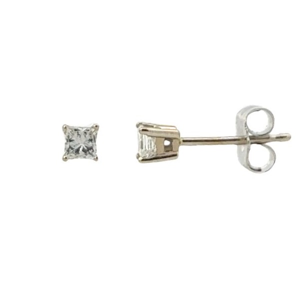 0.25CT PRINCESS CUT DIAMOND STUDS IN 14KW